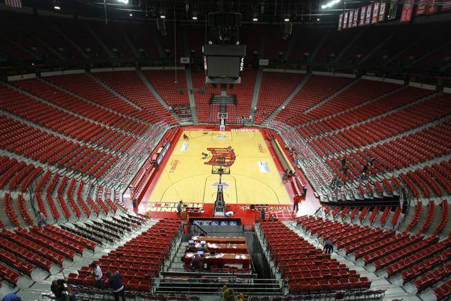 Only a few workers are seen inside the Thomas & Mack after the UNLV vs. Hawaii men's basketball game on Dec. 1, 2012.